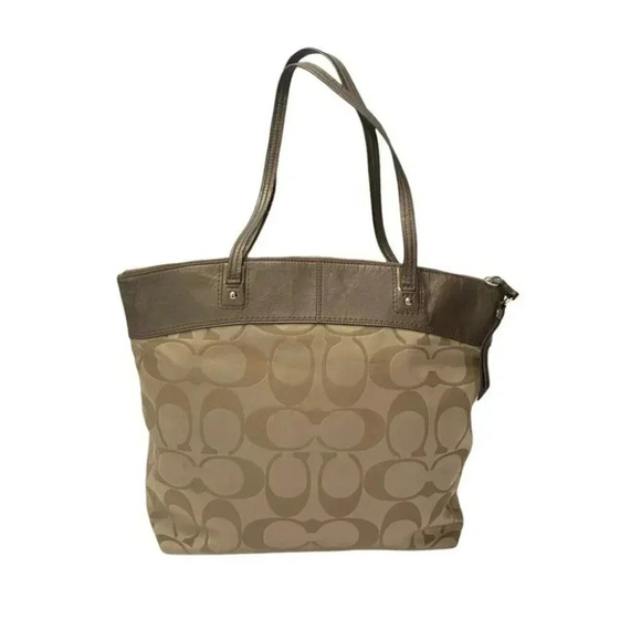 Coach Laura tan & brown signature large tote handbag - Picture 3 of 12